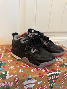 Jordan Kids Black, Gray and Red Retro Sneakers